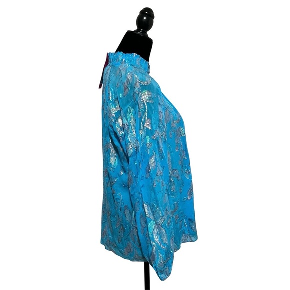 Lilly Pulitzer Galiana Silk Top Ocean Breeze Size M - Picture 8 of 16